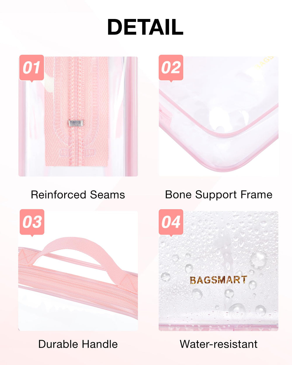 BAGSMART trousse toilette fermeture éclair robuste et glisse en douceur.