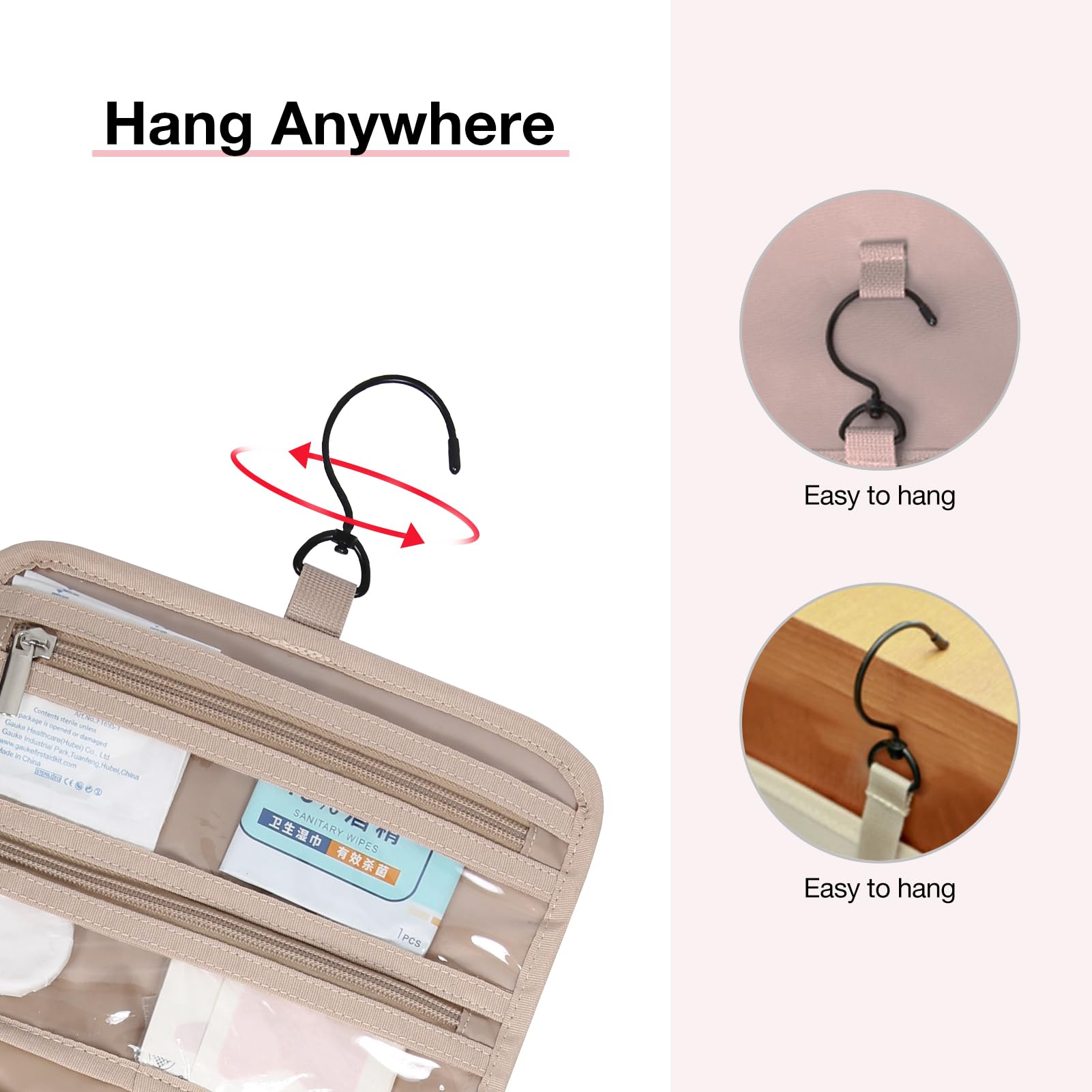 Utilisation en voyage de BAGSMART Trousse de toilette suspendue