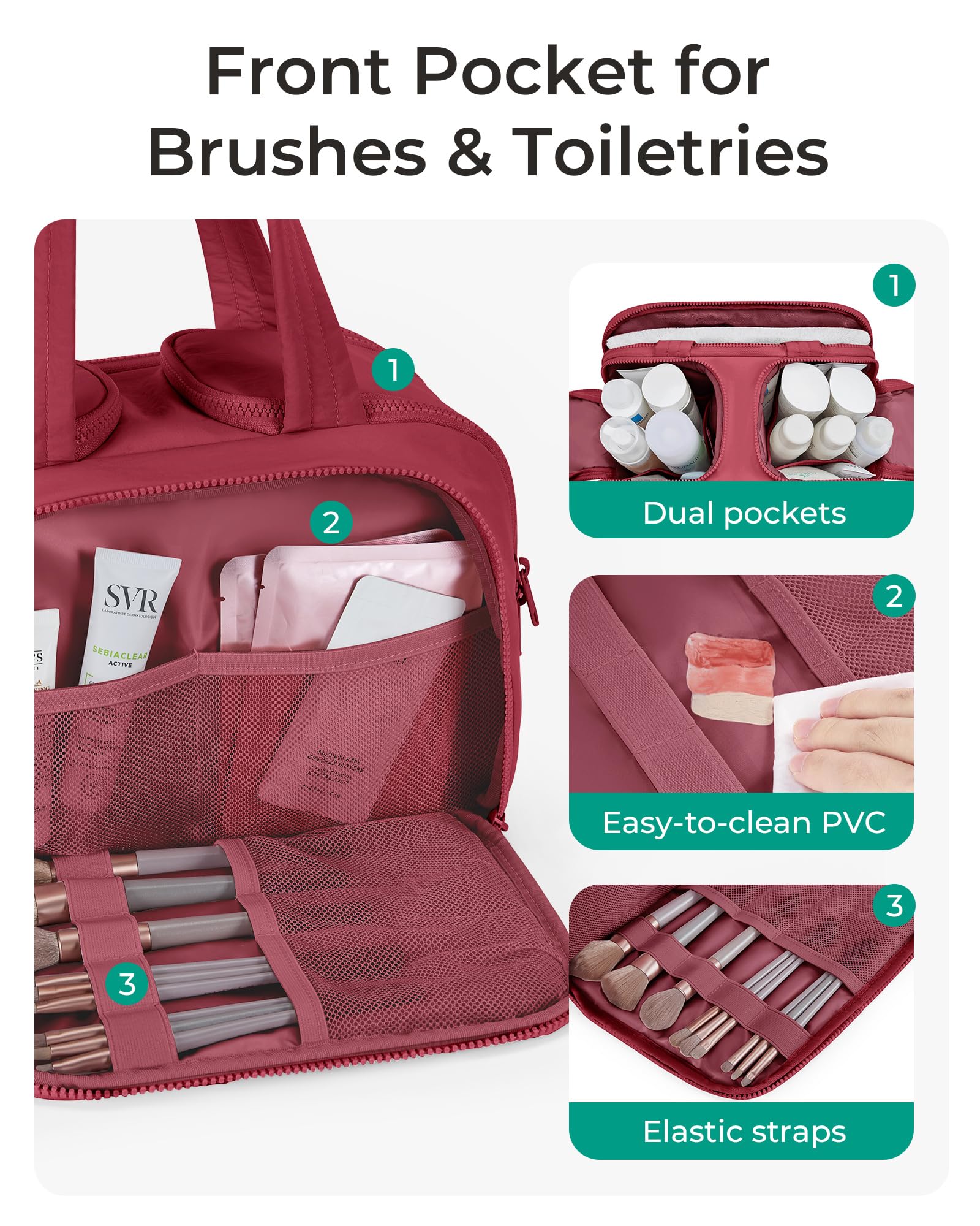 Trousse BAGSMART voyage avec 4 compartiments pour organiser les articles de toilette.