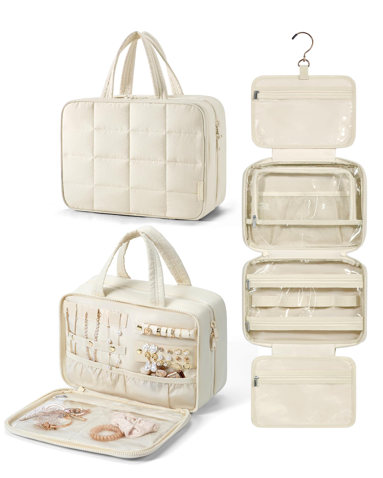 Trousse BAGSMART voyage avec séparateur bijoux, rangement sûr pour accessoires