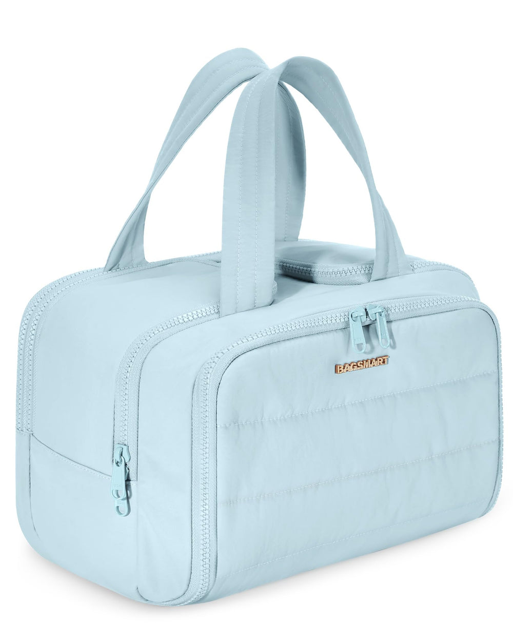 Trousse BAGSMART bleue à ouverture large, accès rapide à vos essentiels de voyage.