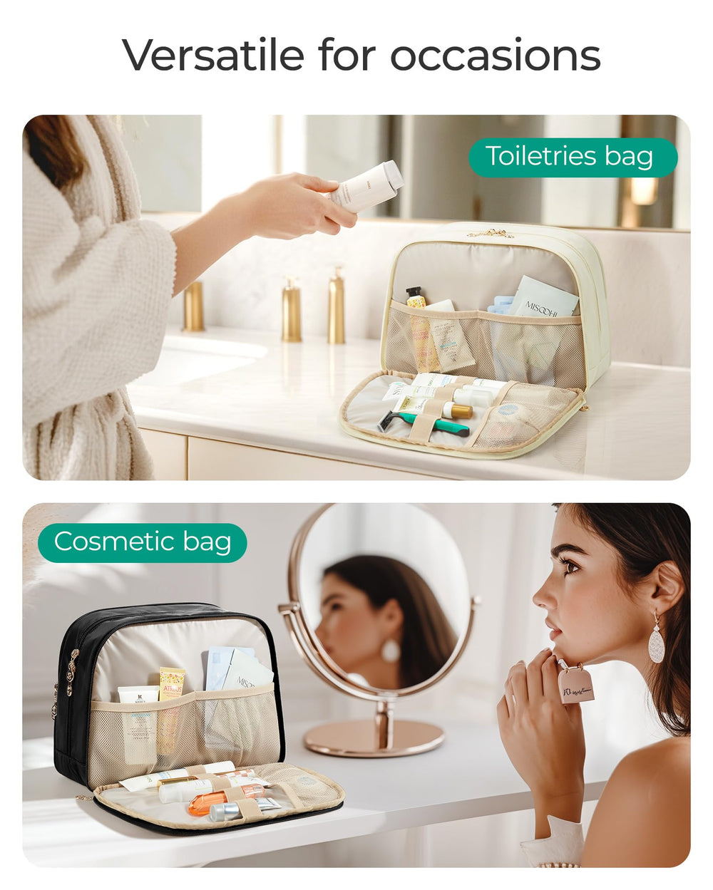 BAGSMART Trousse toilette voyage avec poche avant imperméable, séparation facile humide/sec.
