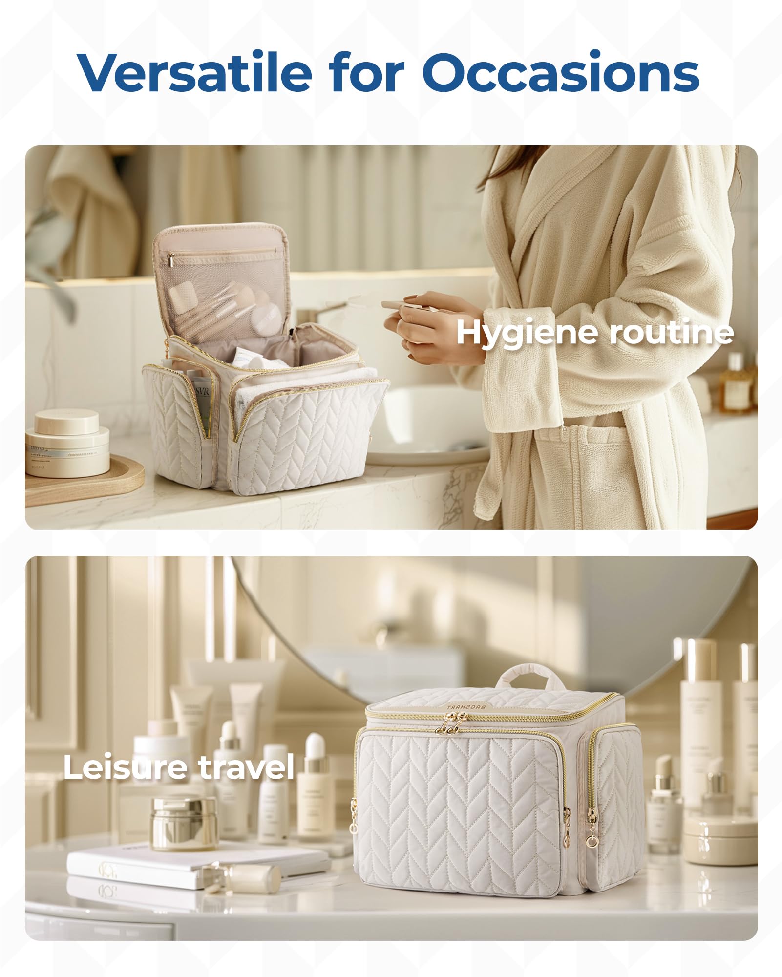 BAGSMART trousse de toilette voyage avec poches maillées internes pour organiser facilement
