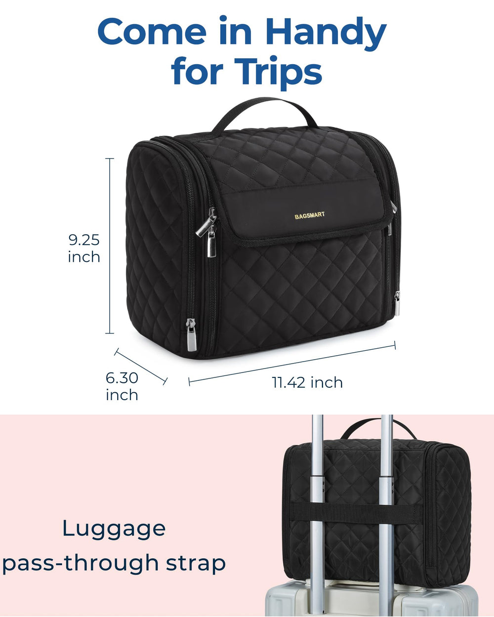 BAGSMART trousse voyage poches transparentes facilitant l'accès rapide.