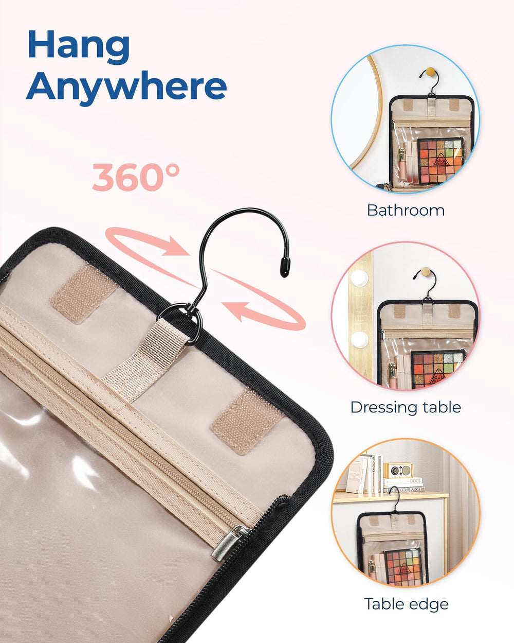 BAGSMART trousse voyage poignée supérieure pour un transport rapide.