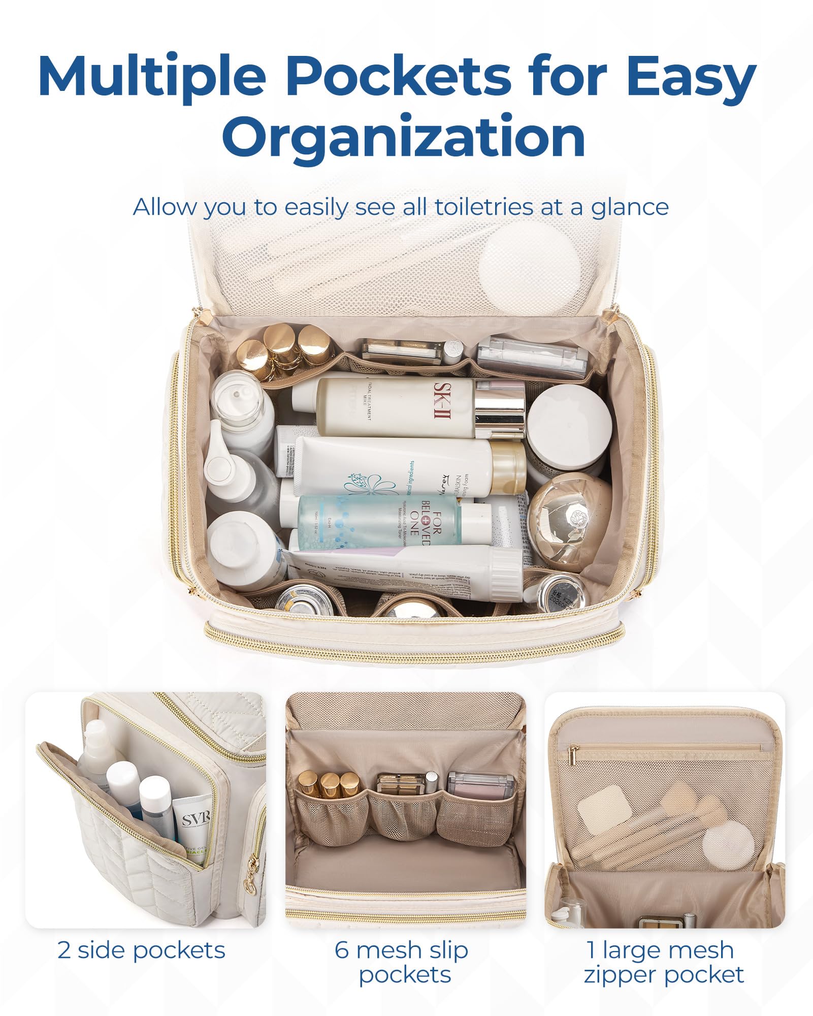BAGSMART trousse de toilette voyage avec poignée pratique pour le transport