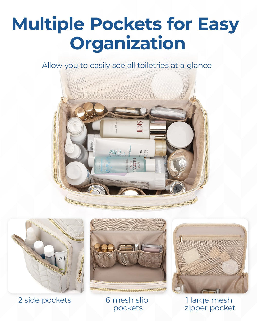 BAGSMART trousse de toilette voyage avec poignée pratique pour le transport