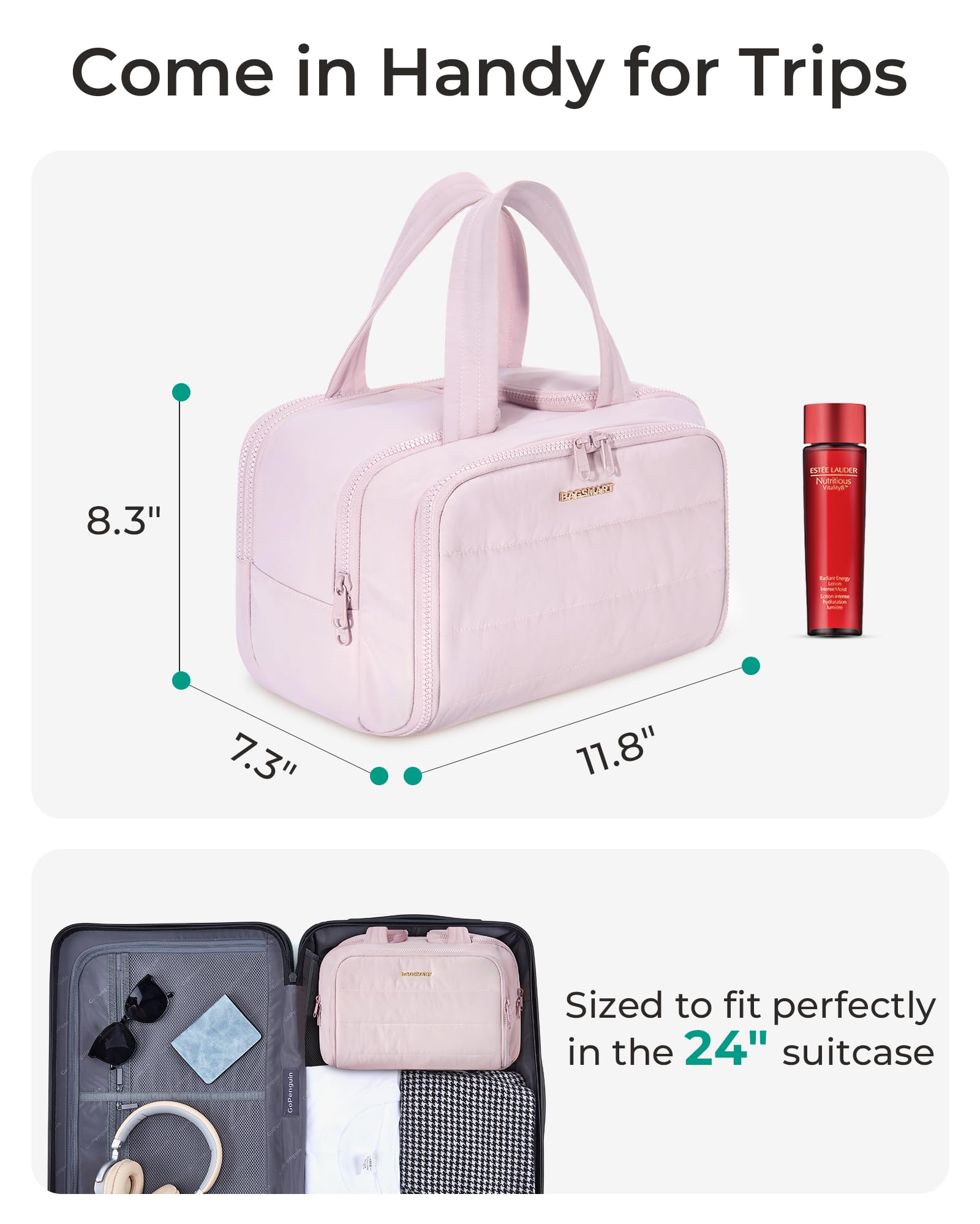 Utilisation polyvalente: trousse de toilette, kit rasage ou maquillage lors de voyages.