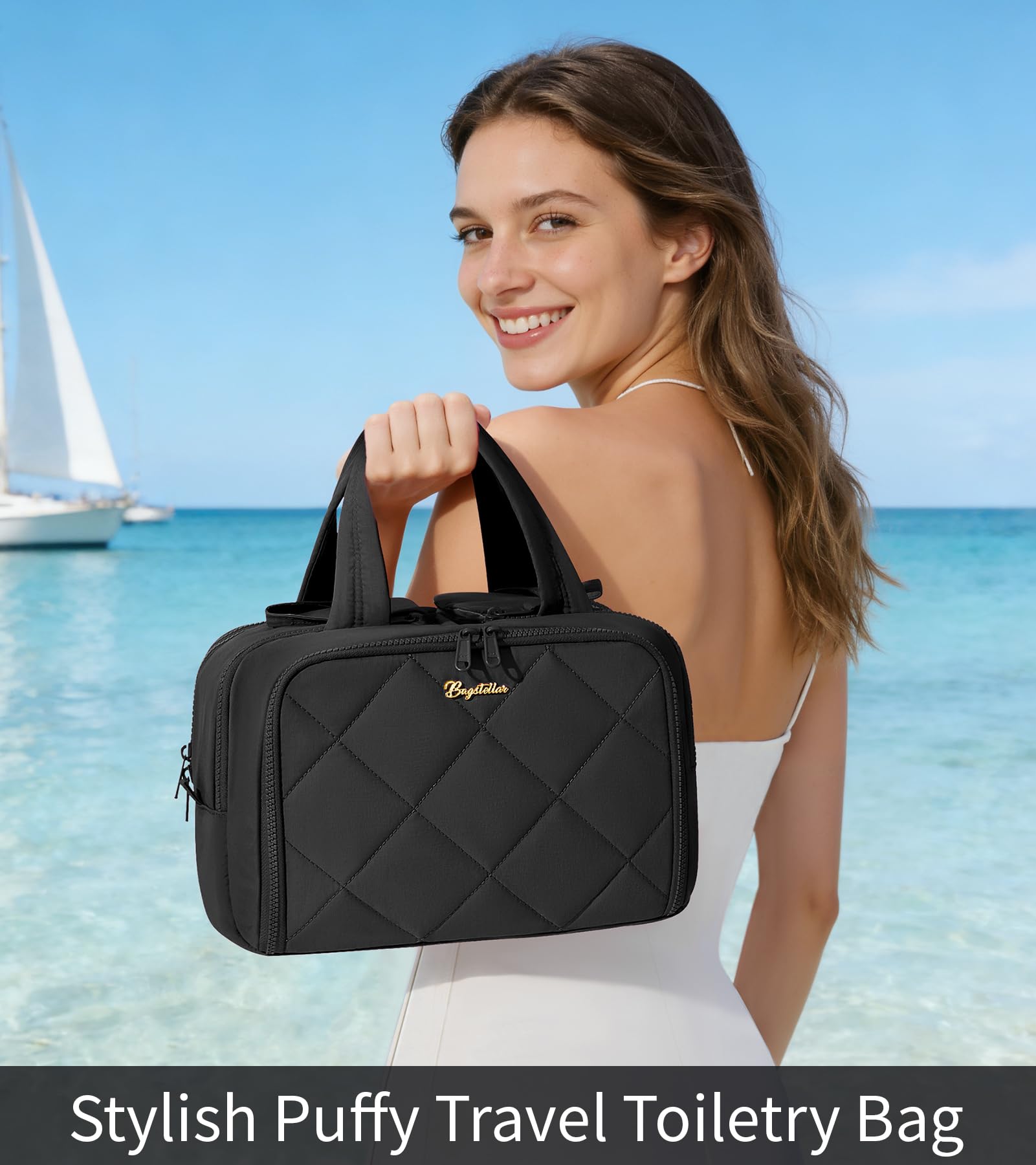 Bagstellar sacoche toilette voyage, lanière passe-valise pour fixation facile.