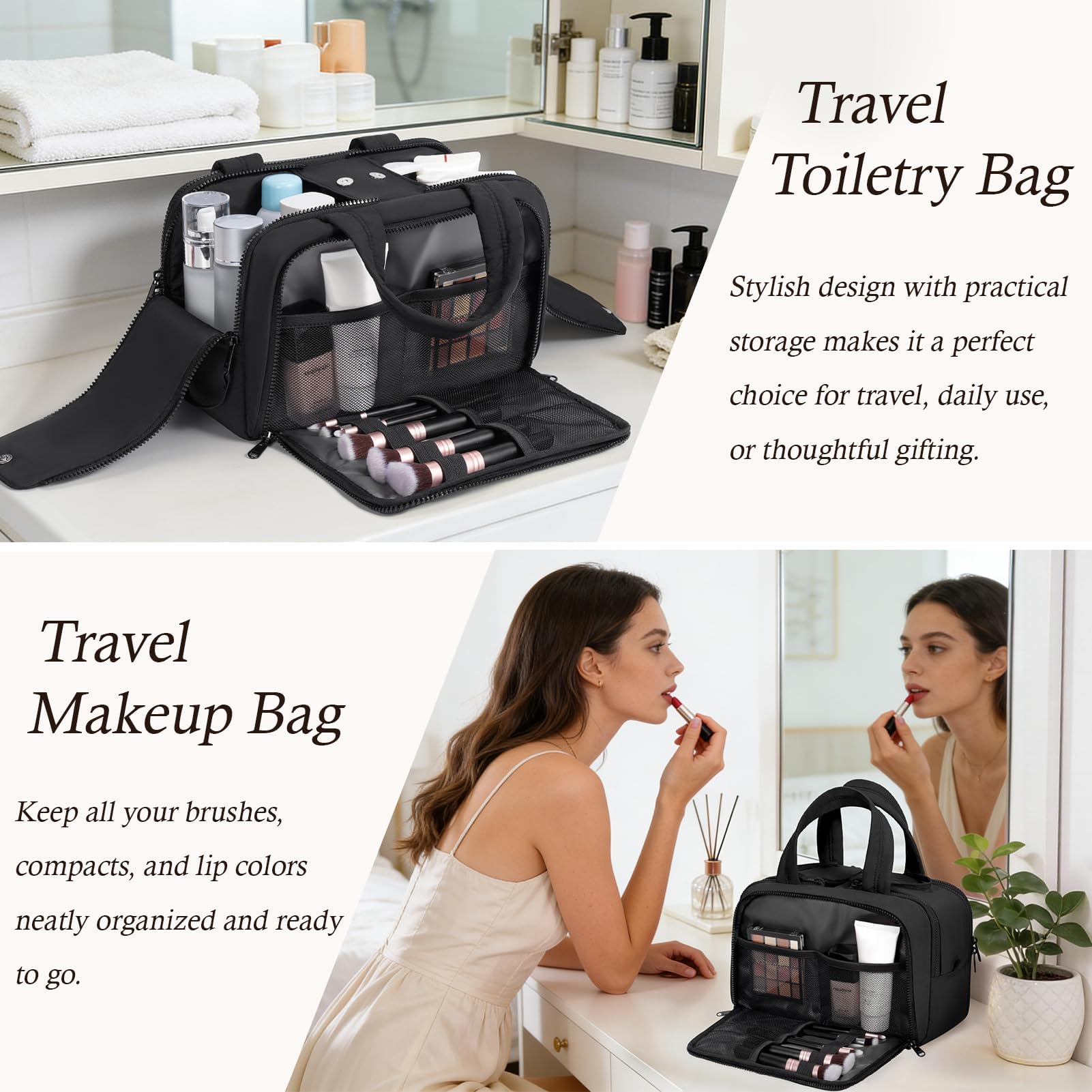 Bagstellar sacoche toilette voyage, nettoyage intérieur facile grâce au PVC.