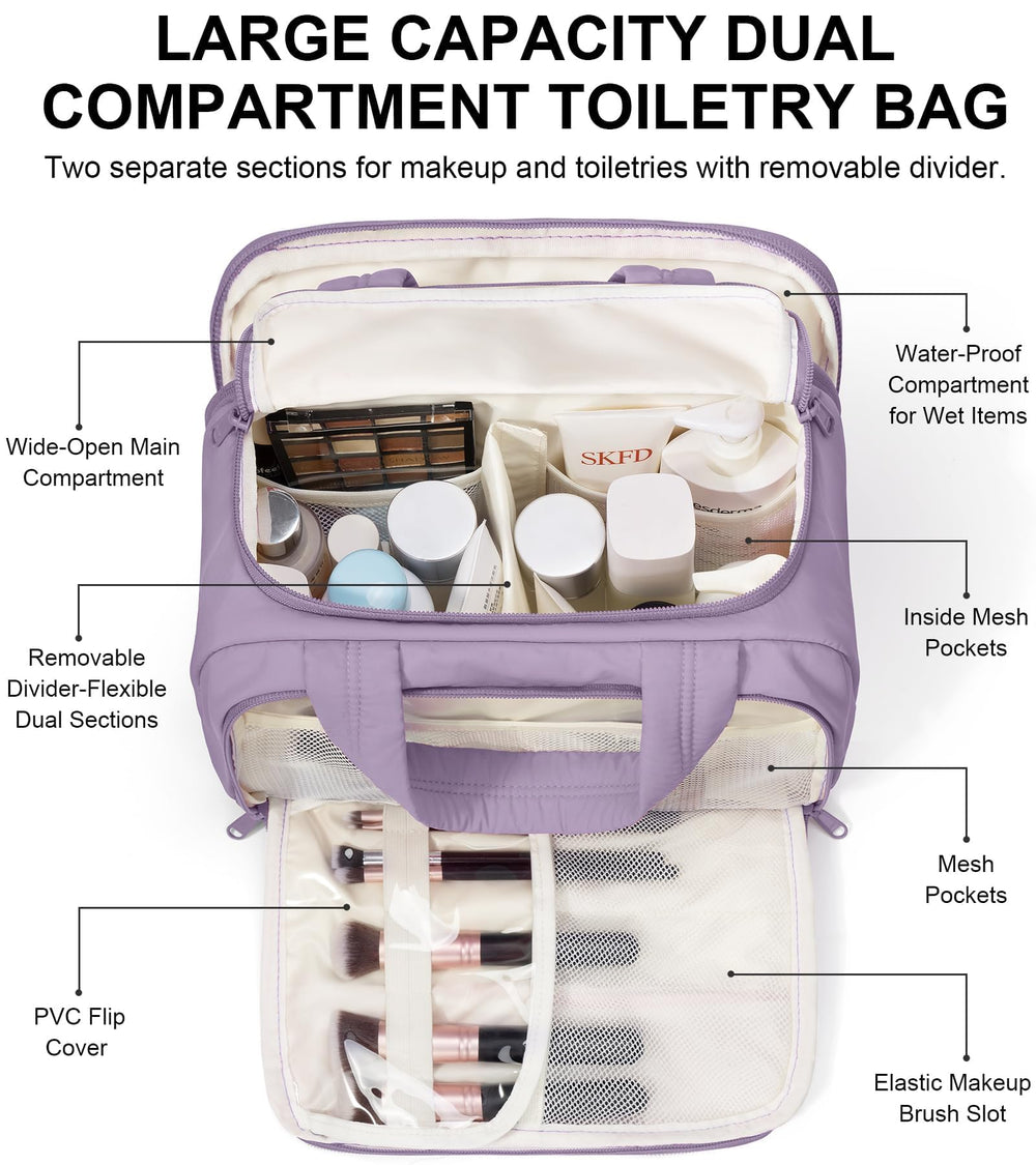 Bagstellar grande capacite-sac-toilette, espace suffisant pour essentiels de voyage.