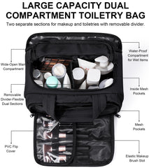 Grand compartiment central Bagstellar pour shampoing et soins en format voyage.