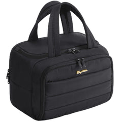 Bagstellar Trousse noire avec ouverture large pour organiser les essentiels en voyage.