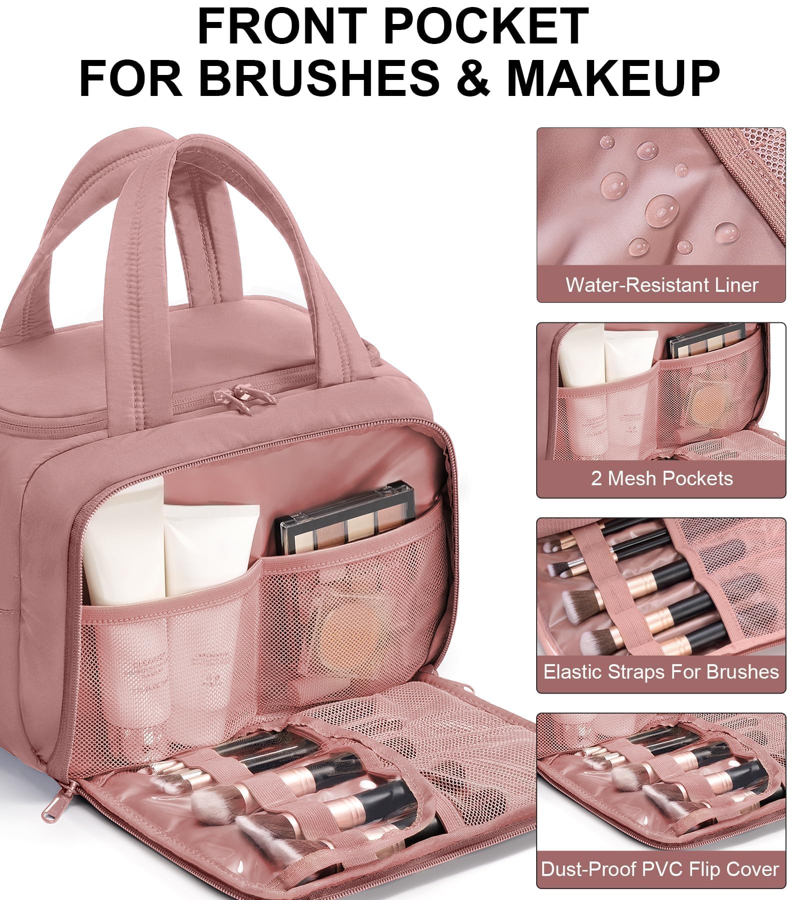 Bagstellar Trousse toilette rose foncée aspect matelassé et doux