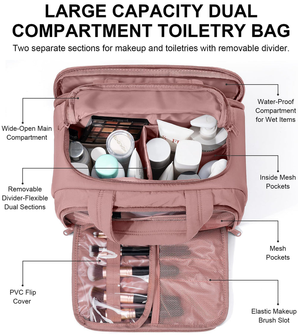 Bagstellar Trousse toilette rose foncée six poches mesh pour bouteilles debout