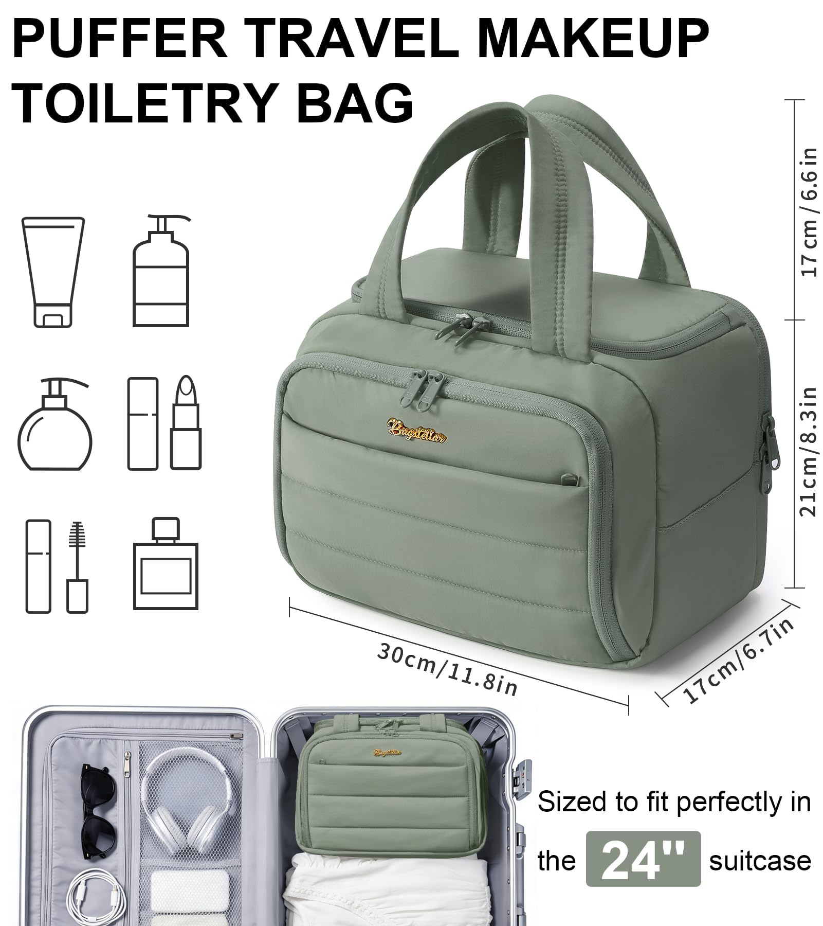 Bagstellar Trousse voyage grande-capacite — spacieux rangement pour cosmétiques et soins.