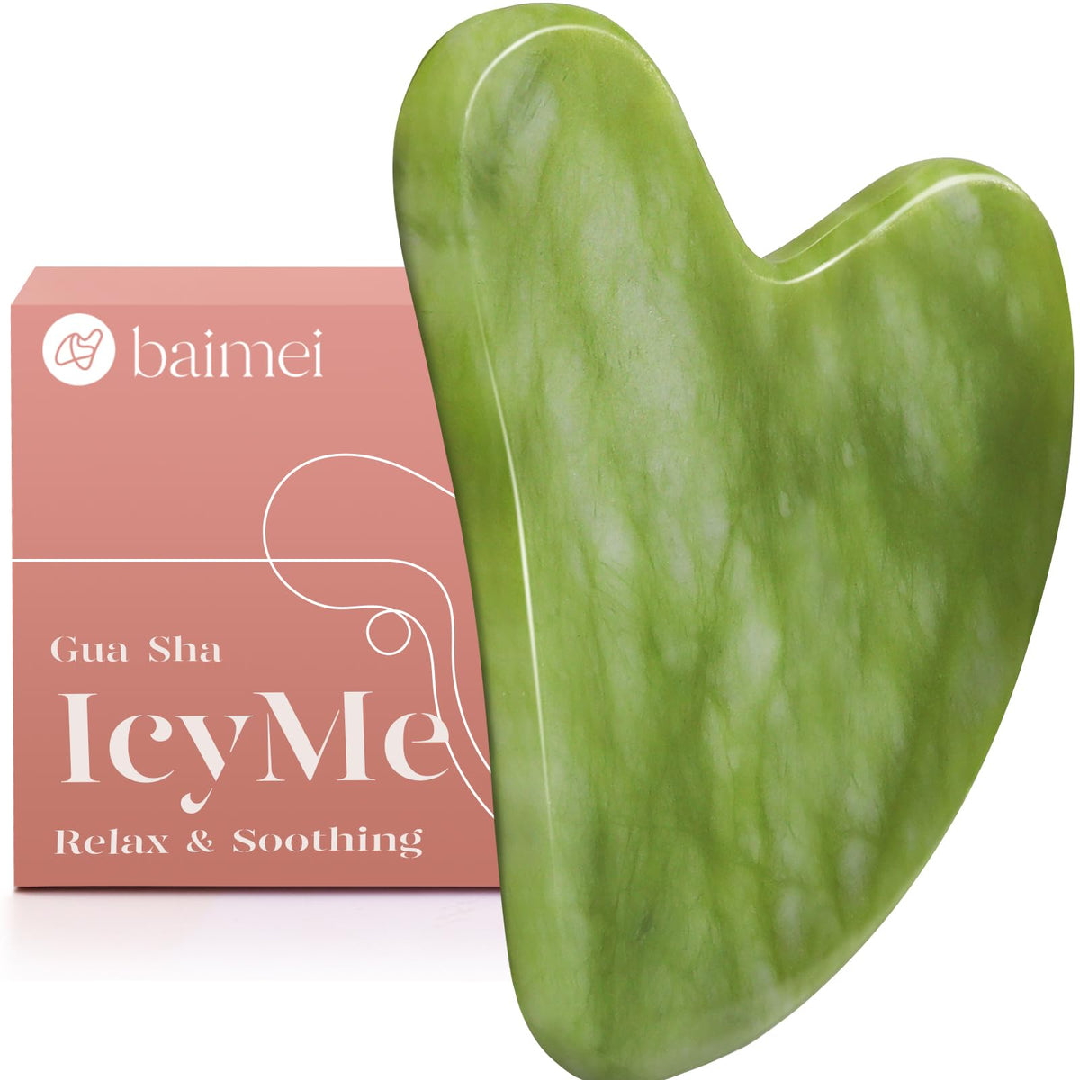BAIMEI IcyMe Gua Sha en jade épais et durable pour une utilisation quotidienne.