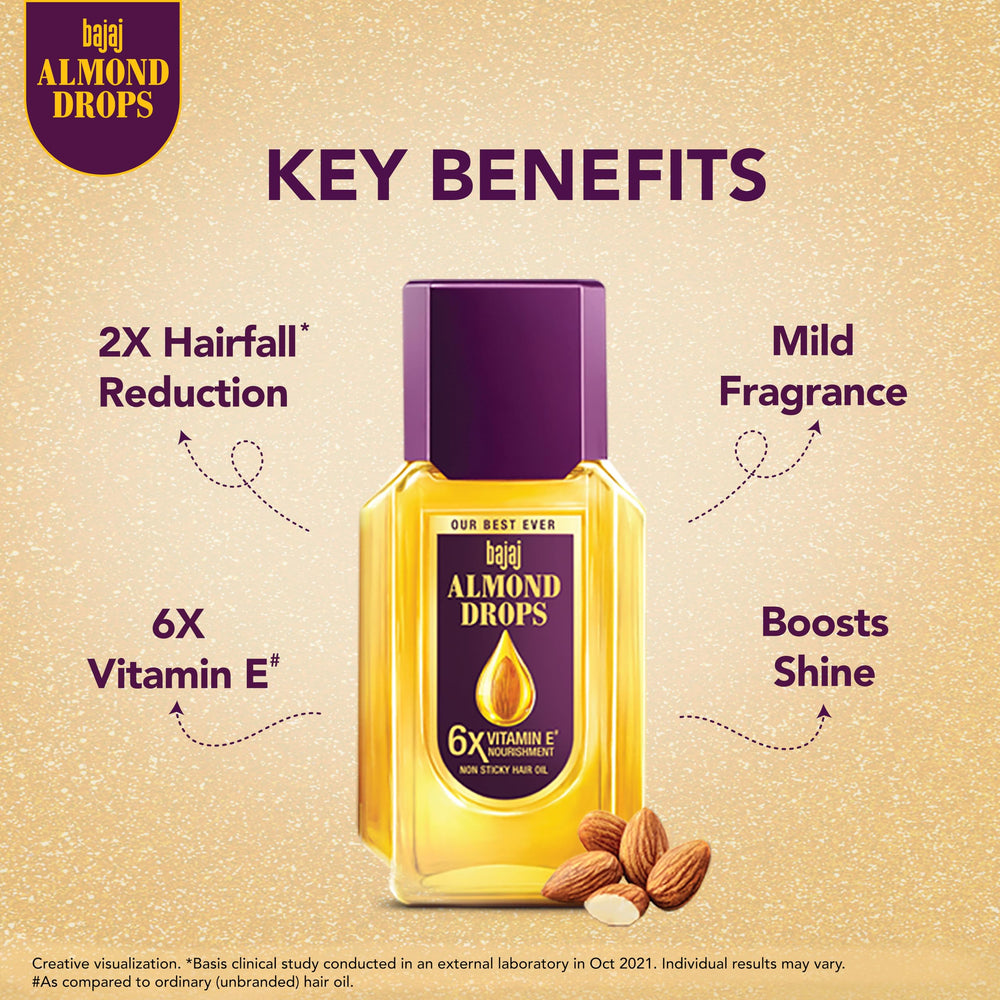 Bajaj Almond Drops vitamine E riche et huile d'amande pour la vitalité