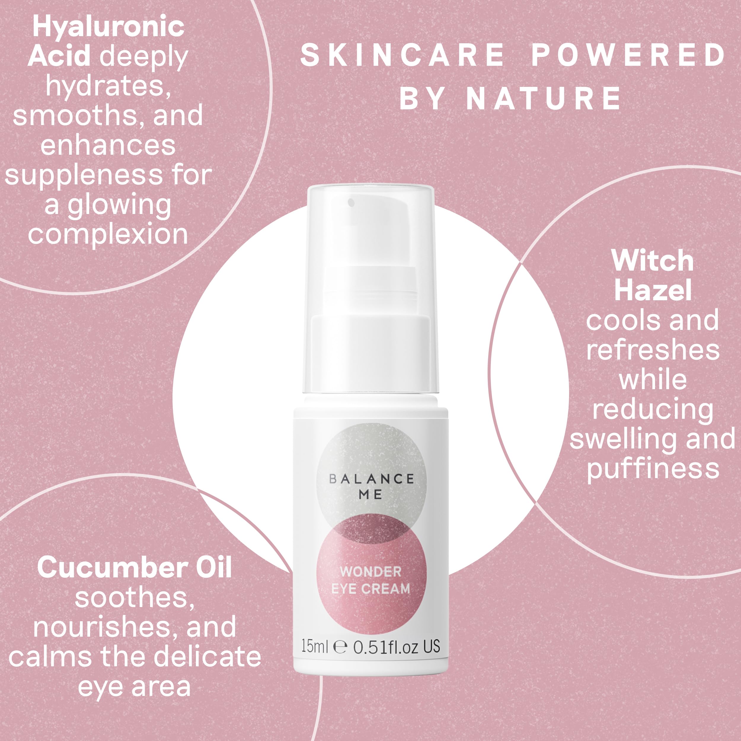 Balance Me Wonder Eye Cream — aperçu emballage et flacon naturel