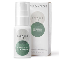 Sérum Balance Me en flacon ciblant les boutons du visage, action ciblée
