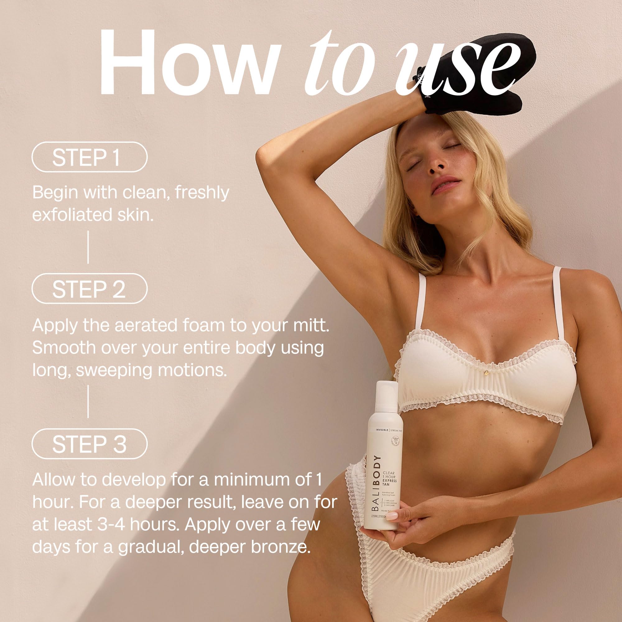 Bali Body Clear 1H Express auto-bronzant - fini radiant et naturel