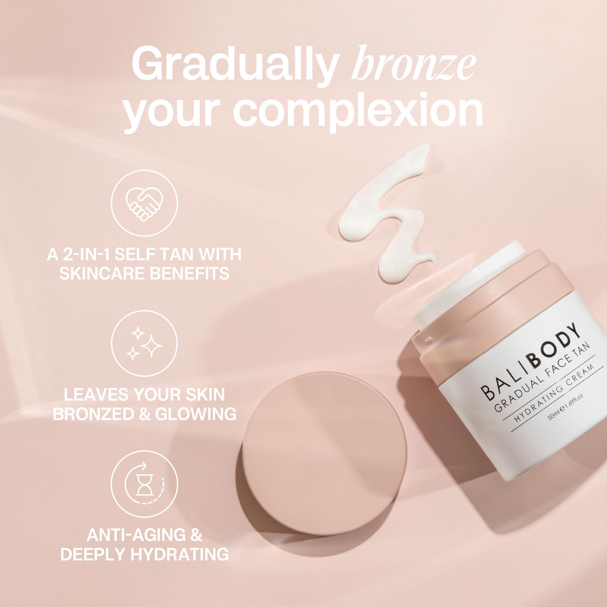Bali Body Gradual Face Tan – beurre de karité et cacao pour hydrater et réparer.