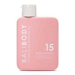 Watermelon Bali Body – bouteille d'huile bronzante hydratante pour bronzage naturel.
