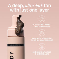 Mousse Bali Body Ultra Dark, application sans traces pour un bronzage naturel.