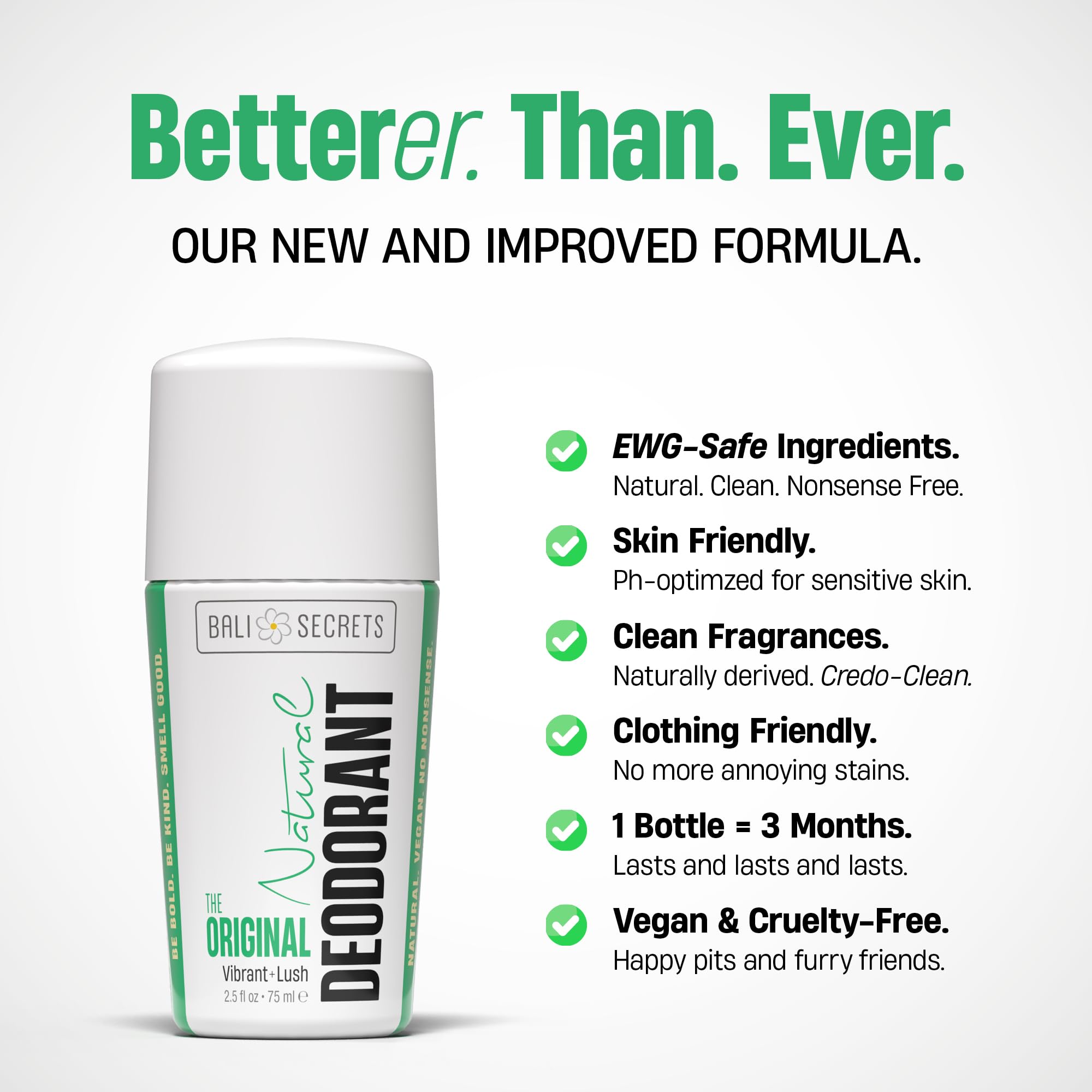 Déodorant Bali Secrets sans aluminium, formule douce pour les peaux sensibles.