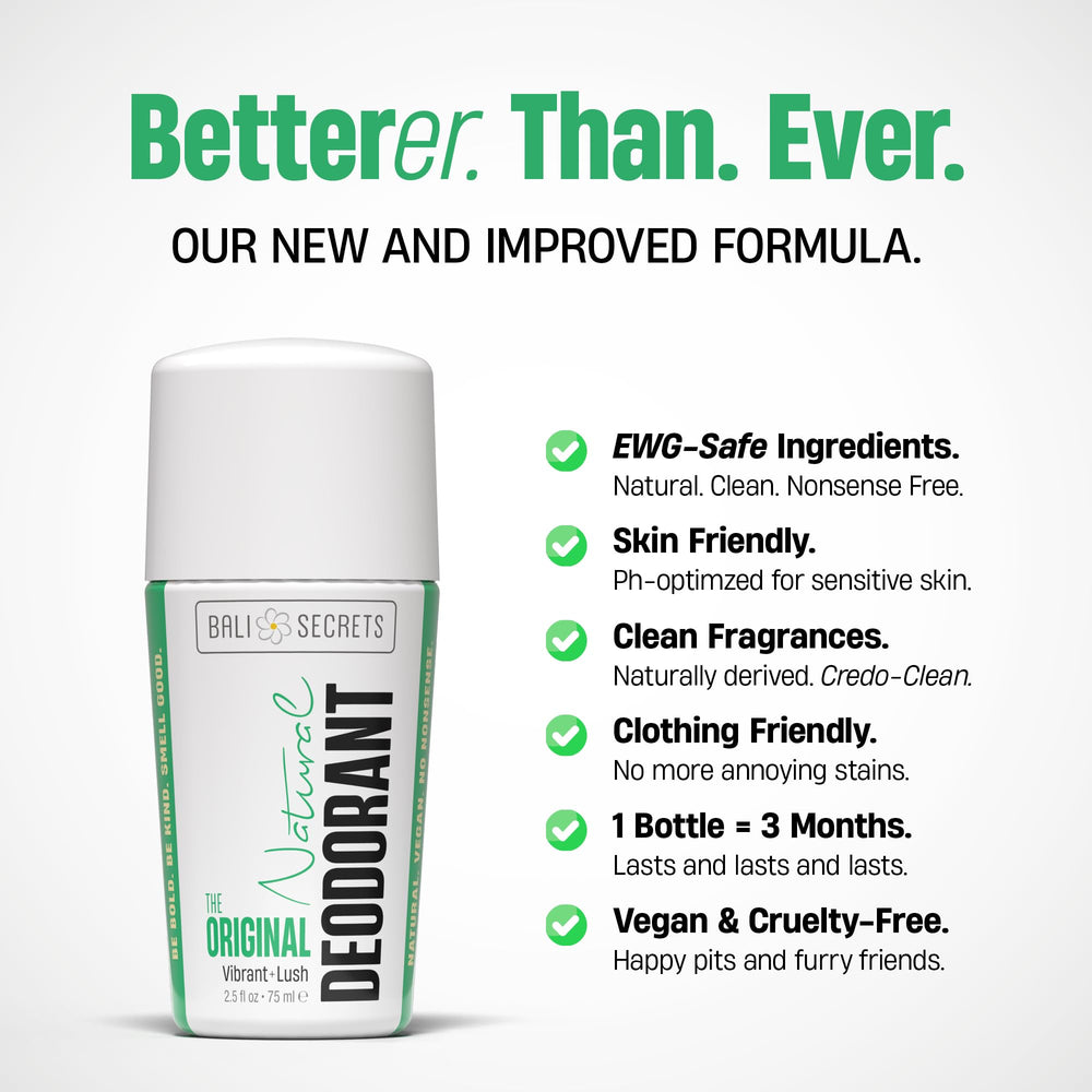 Déodorant Bali Secrets sans aluminium, formule douce pour les peaux sensibles.