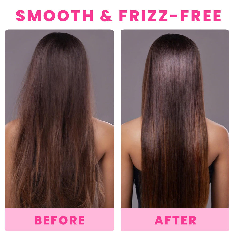 Bali Secret HairGloss macadamia oil jar highlights rich hydration for frizz control.