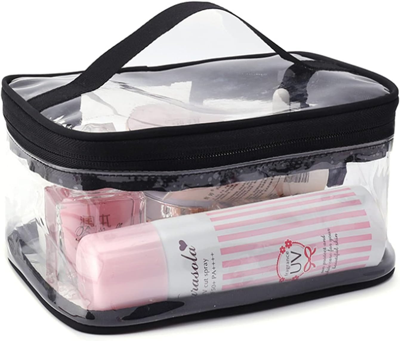 Trousse BallHull transparente et portable pour essentiels beauté.