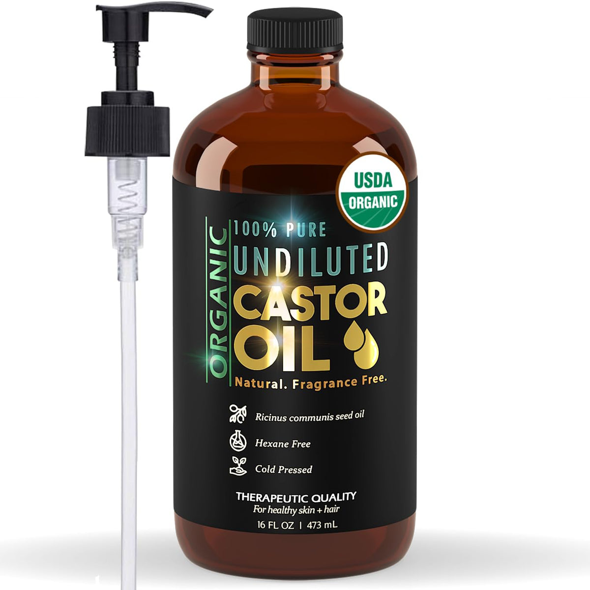 BALM OF GILEAD huile de ricin – bouteille ambrée avec pompe pour une application rapide et hygiénique