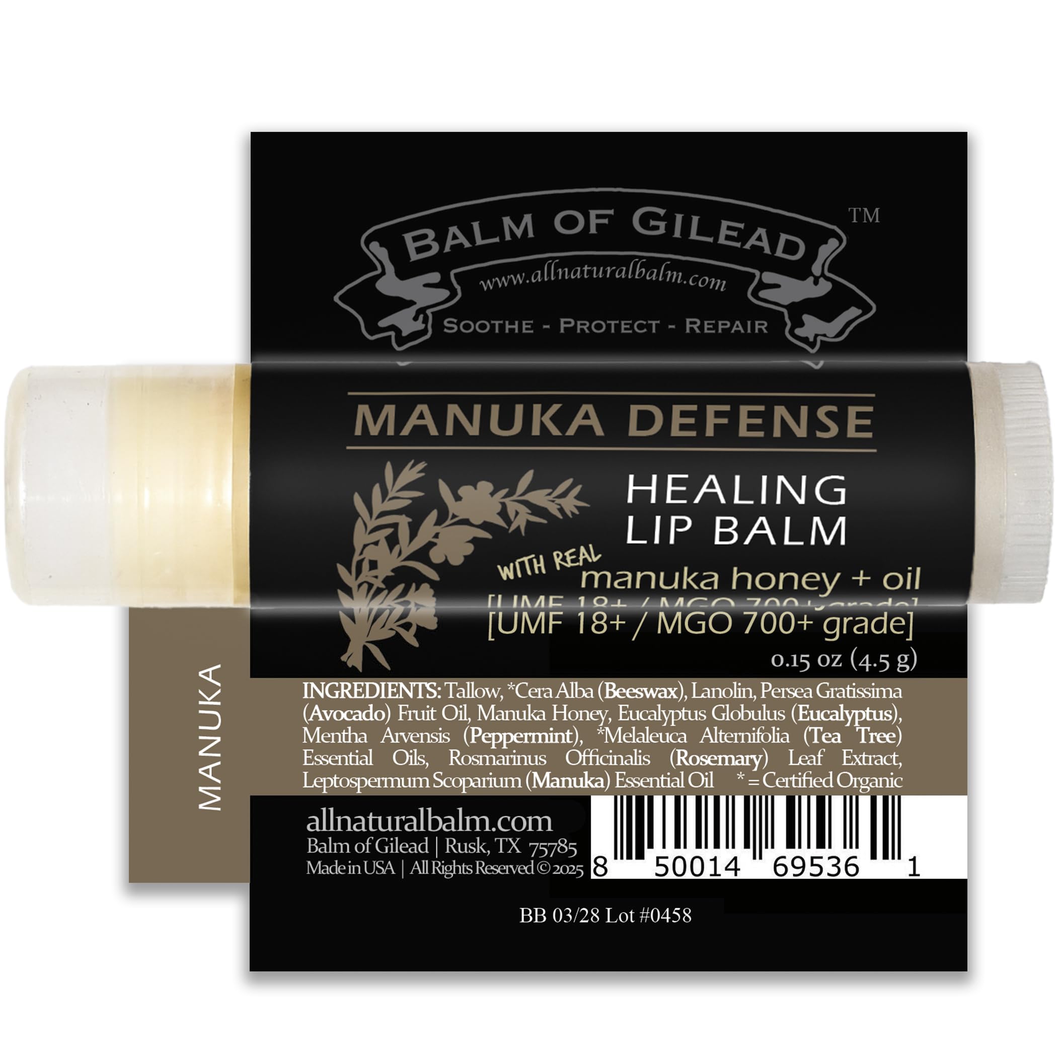 BALM OF GILEAD Manuka Defense — idéal pour protéger les lèvres en hiver.