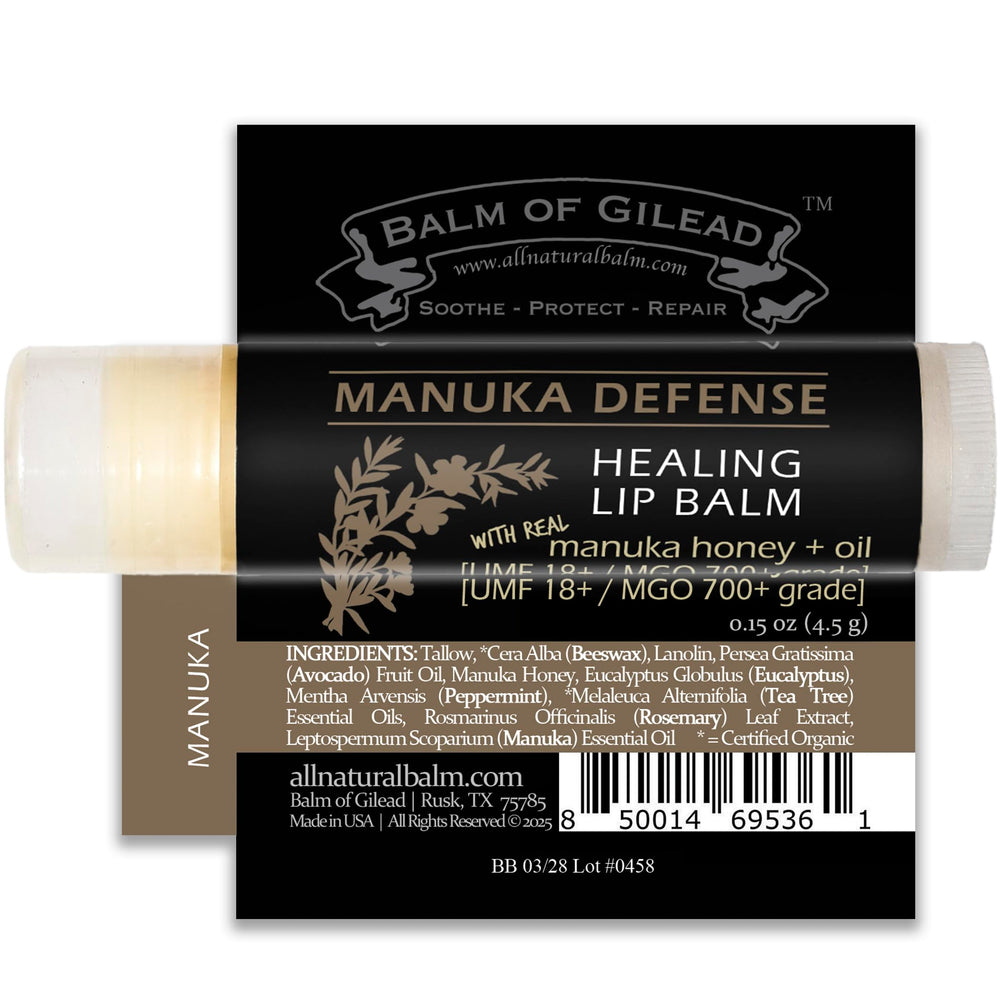 BALM OF GILEAD Manuka Defense — idéal pour protéger les lèvres en hiver.