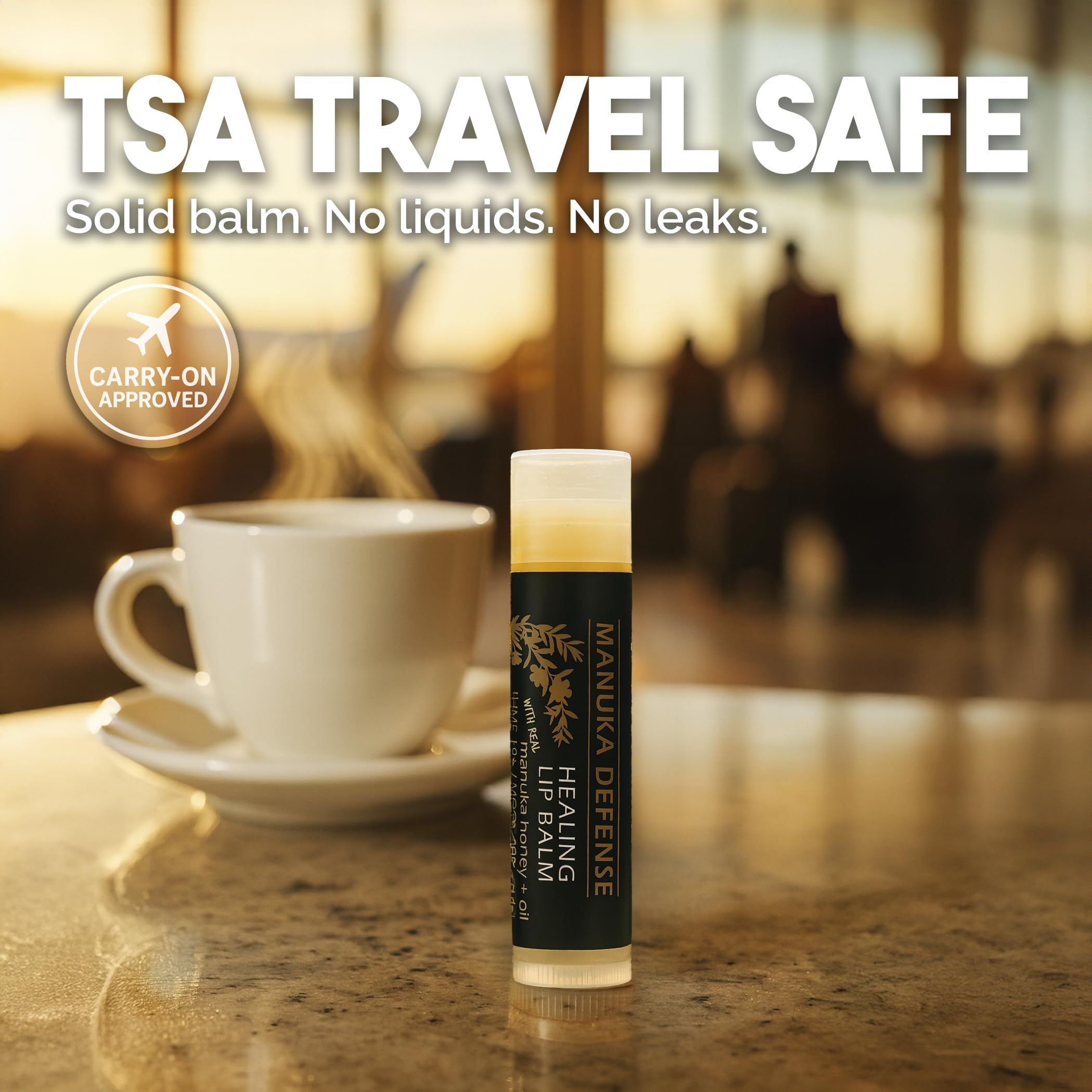 BALM OF GILEAD Manuka Defense — texture lisse et non grasse sur les lèvres.