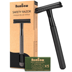 Rasoir Bambaw de sûreté noir, prise en main confortable et précise