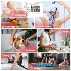 Bamboo and Birch: utilisation corps-visage-cheveux pour une routine simple et douce.