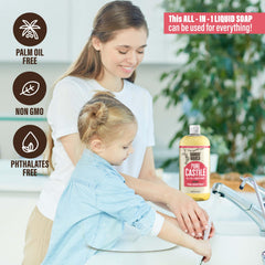 Bamboo and Birch vaisselle douce: savon castile naturel pour rinçage facile.