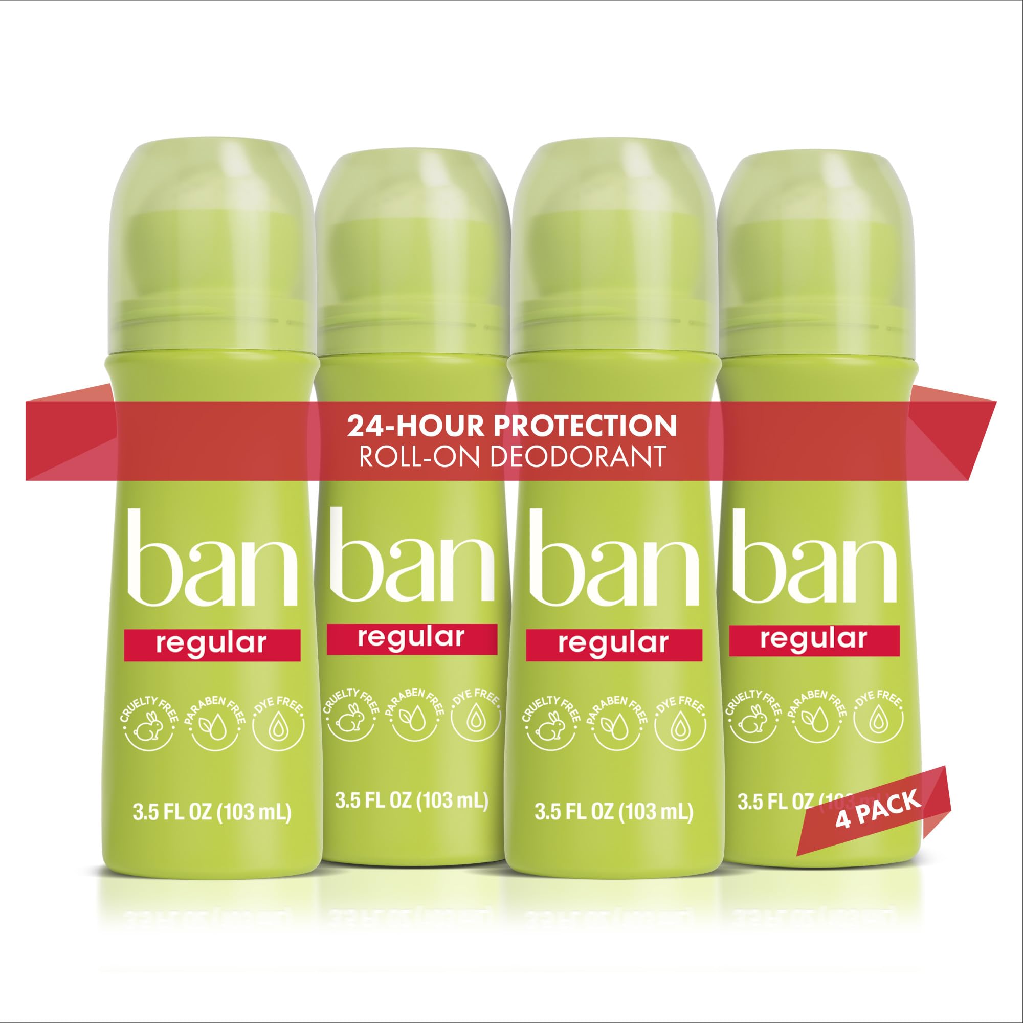 Ban Desodorisant Roll-On Invisible : bouteille transparente sans traces visibles