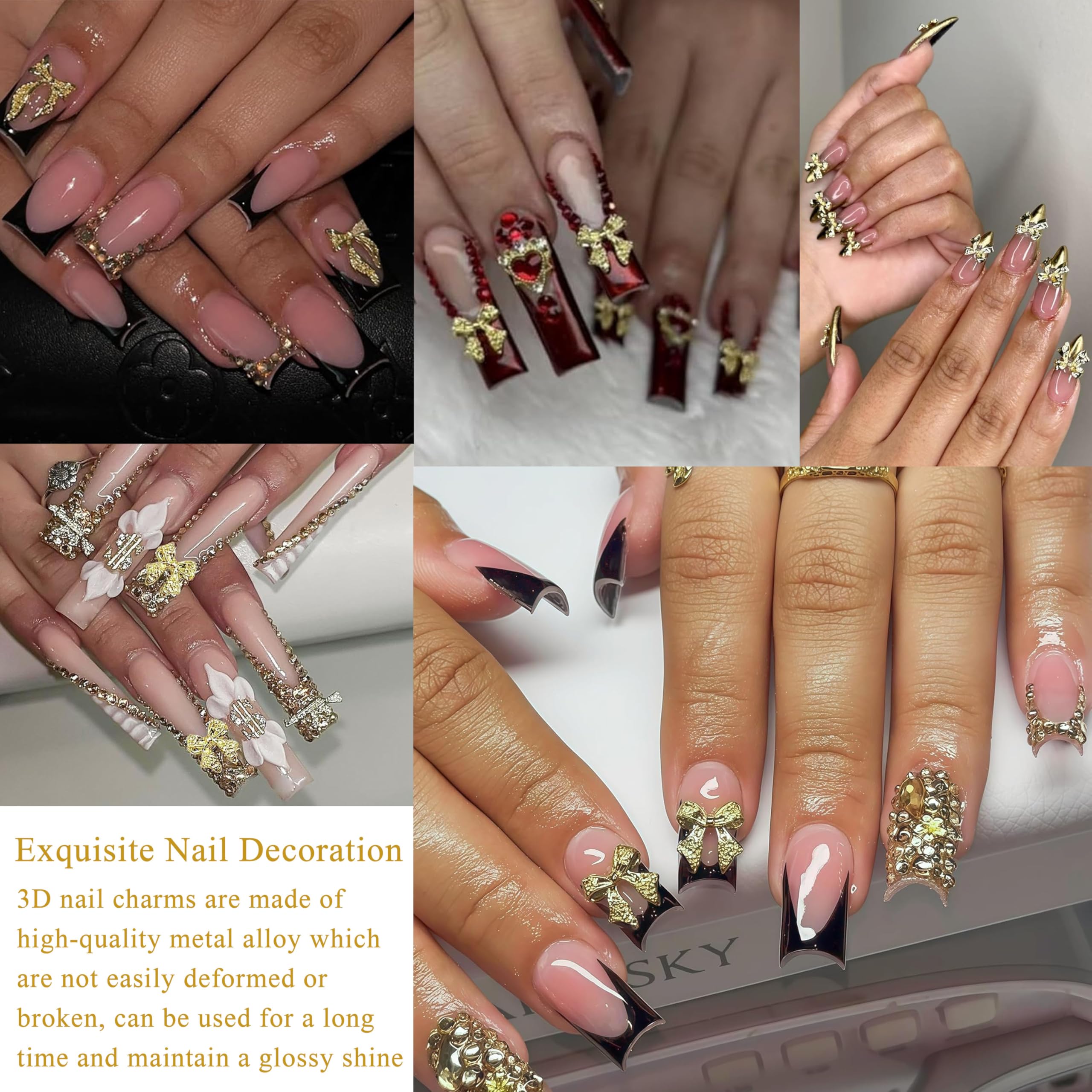 Accessoire BANA ART noeud papillon doré, prêt pour ongles ou bricolage.