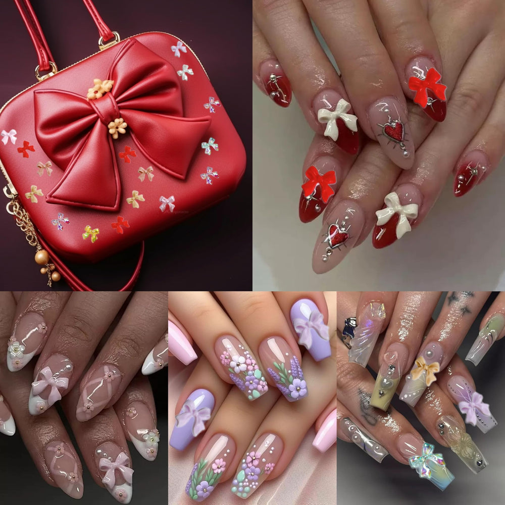 BANA ART charms bow ongles tailles variées 11x11mm à 9x7mm