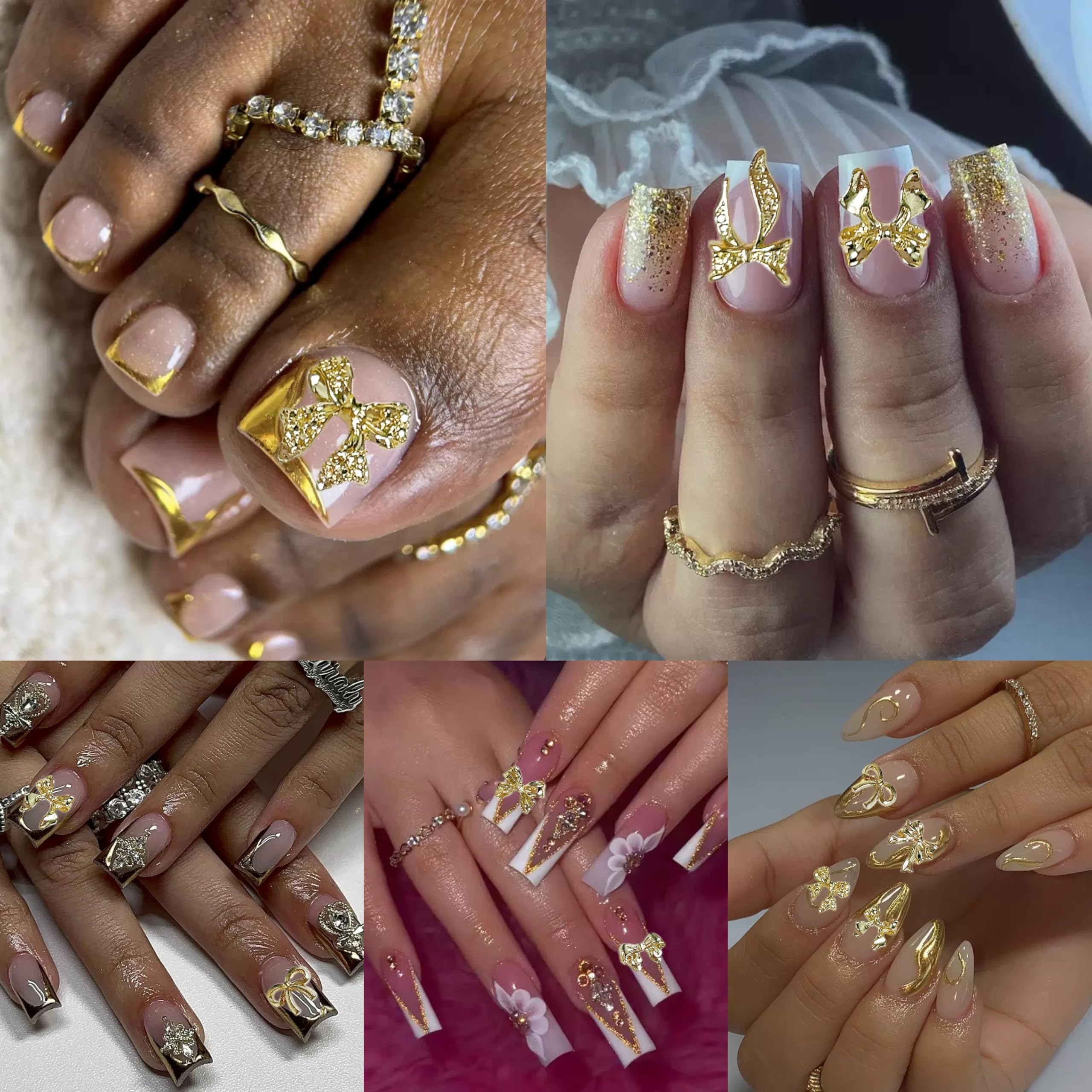Charme doré noeud papillon BANA ART, parfait pour embellir ongles et projets bricolage.