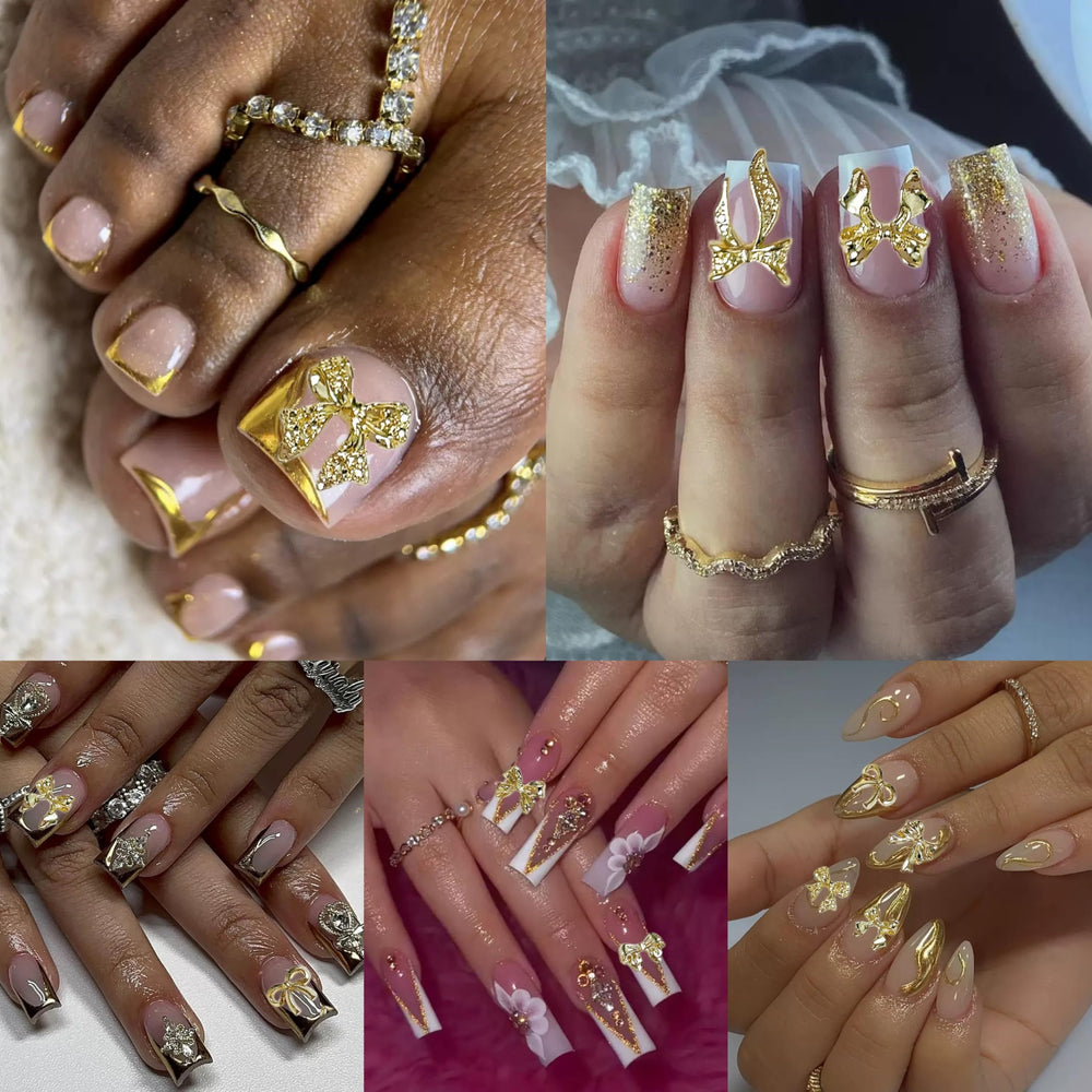 Charme doré noeud papillon BANA ART, parfait pour embellir ongles et projets bricolage.