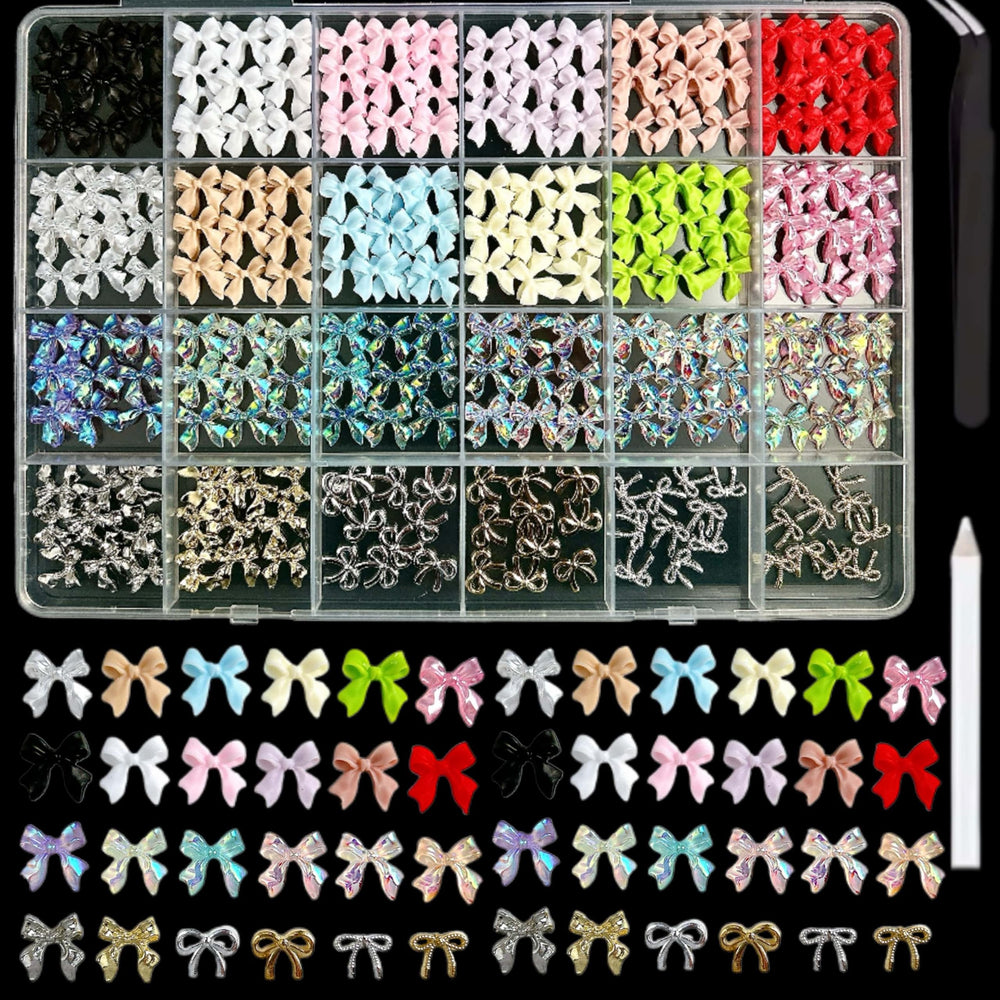 BANA ART kit charms bow ongles 3D rose, look délicat et tendance