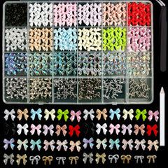 BANA ART kit charms bow ongles 3D rose, look délicat et tendance