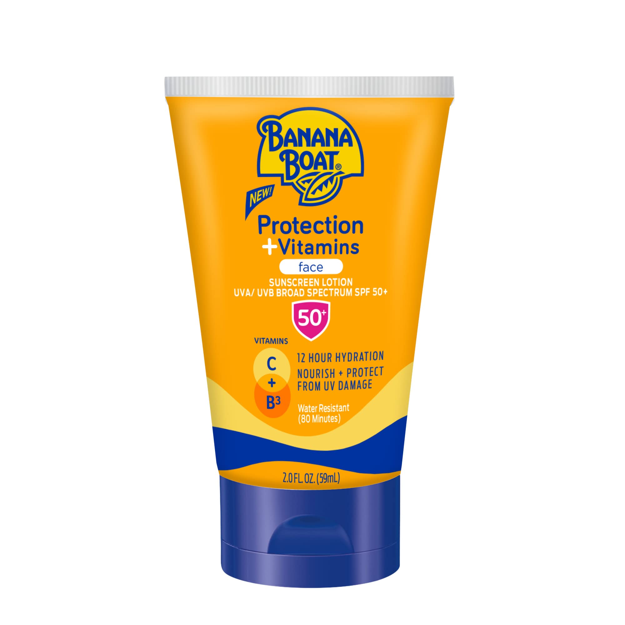 Banana Boat Protection vitamine C pour le visage, hydratation longue durée.