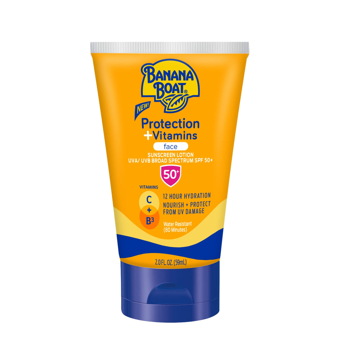 Banana Boat Protection vitamine C pour le visage, hydratation longue durée.