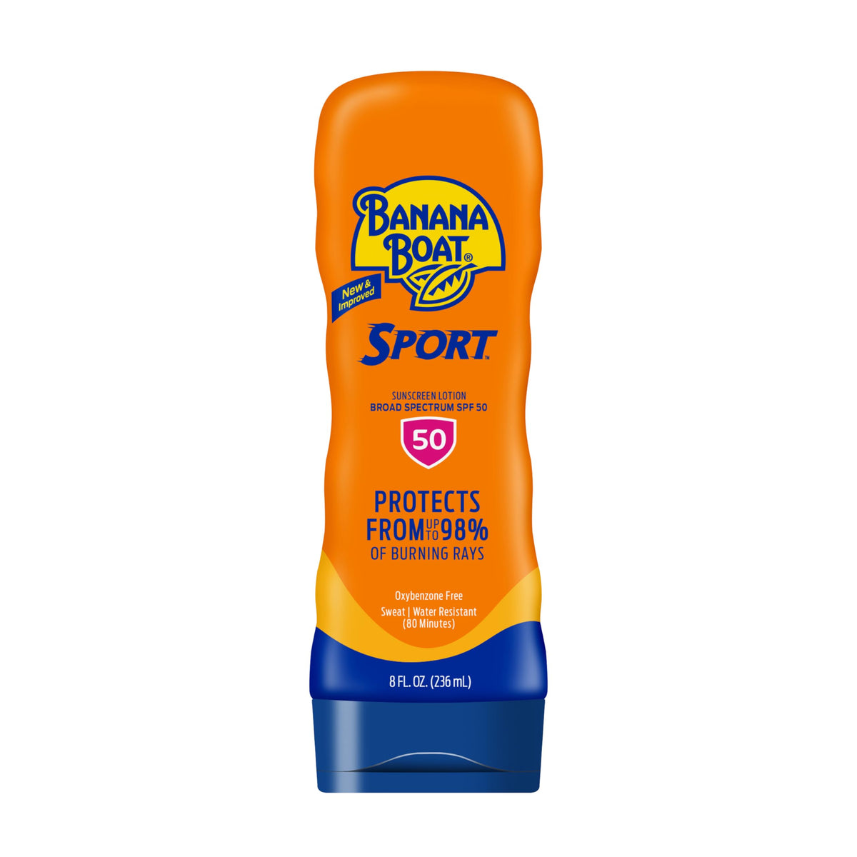Banana Boat Sport SPF50 : bouteille prête pour les activités extérieures.