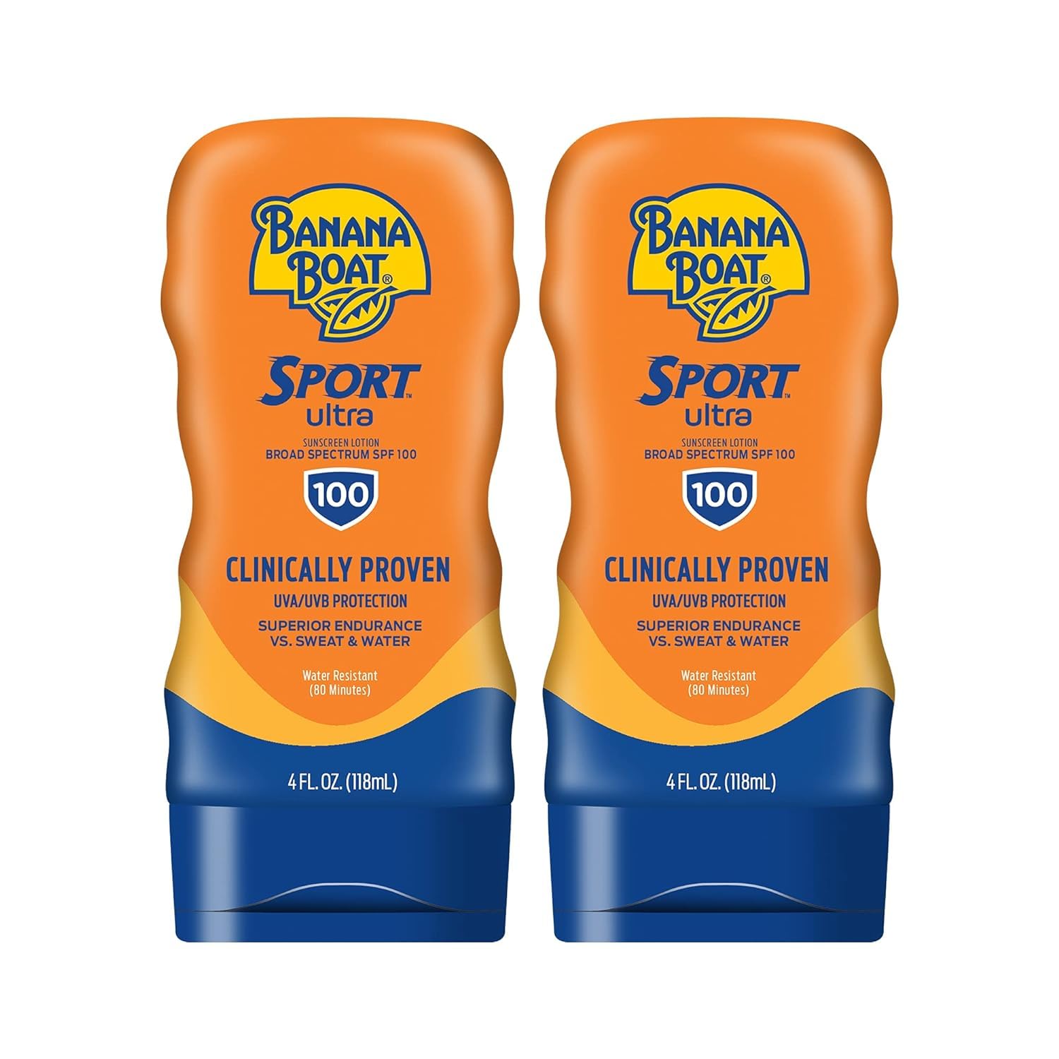 Banana Boat Sport Performance Sunscreen Lotion SPF 100 bottle front offers fast, broad sun protection.